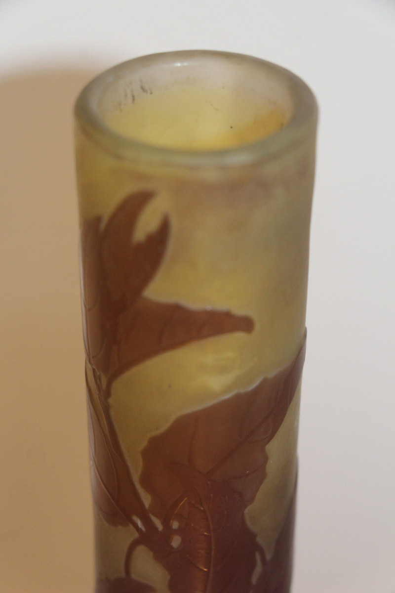 Emile Gallé (1846-1904) - Vase With Wisteria Decoration Signed Gallé, Art Nouveau.-photo-4