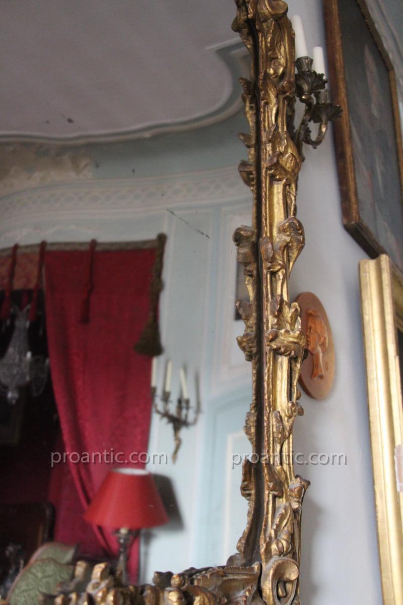 Mirror Gilded Wood Louis XV Era, Eighteenth Century-photo-4
