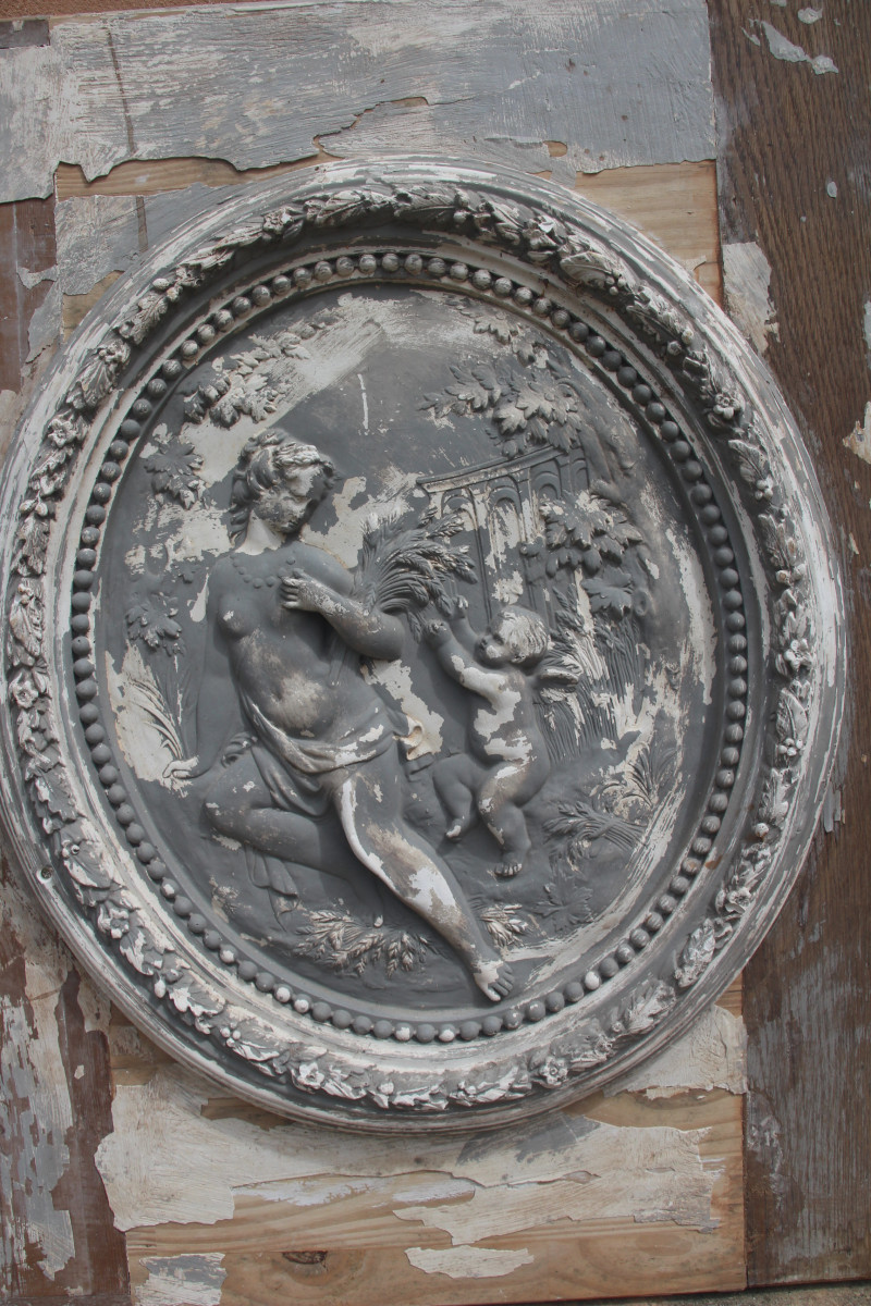 Déesse des moissons et de la fécondité, haut-relief en plâtre patiné, Napoléon III, XIXe .-photo-2