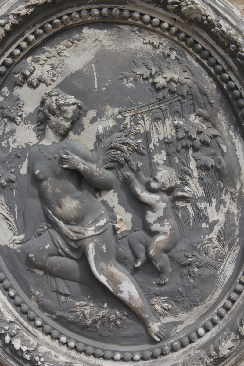 Déesse des moissons et de la fécondité, haut-relief en plâtre patiné, Napoléon III, XIXe .-photo-3