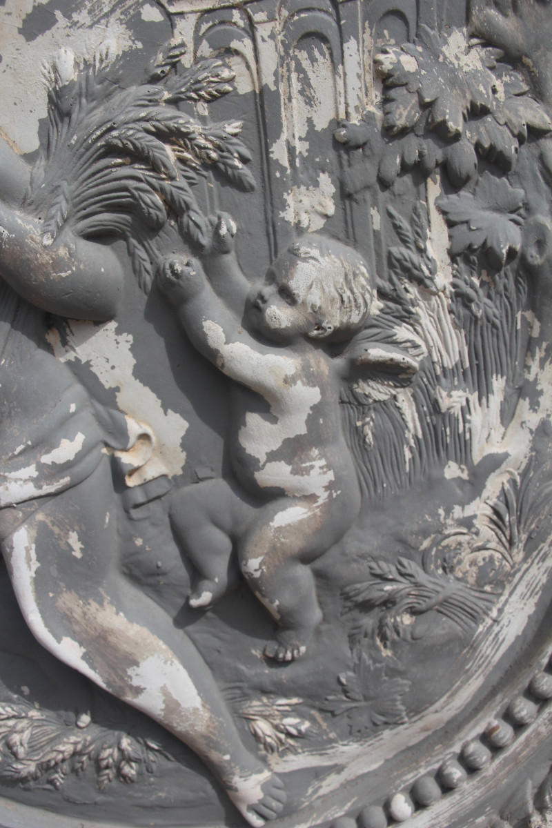 Déesse des moissons et de la fécondité, haut-relief en plâtre patiné, Napoléon III, XIXe .-photo-2