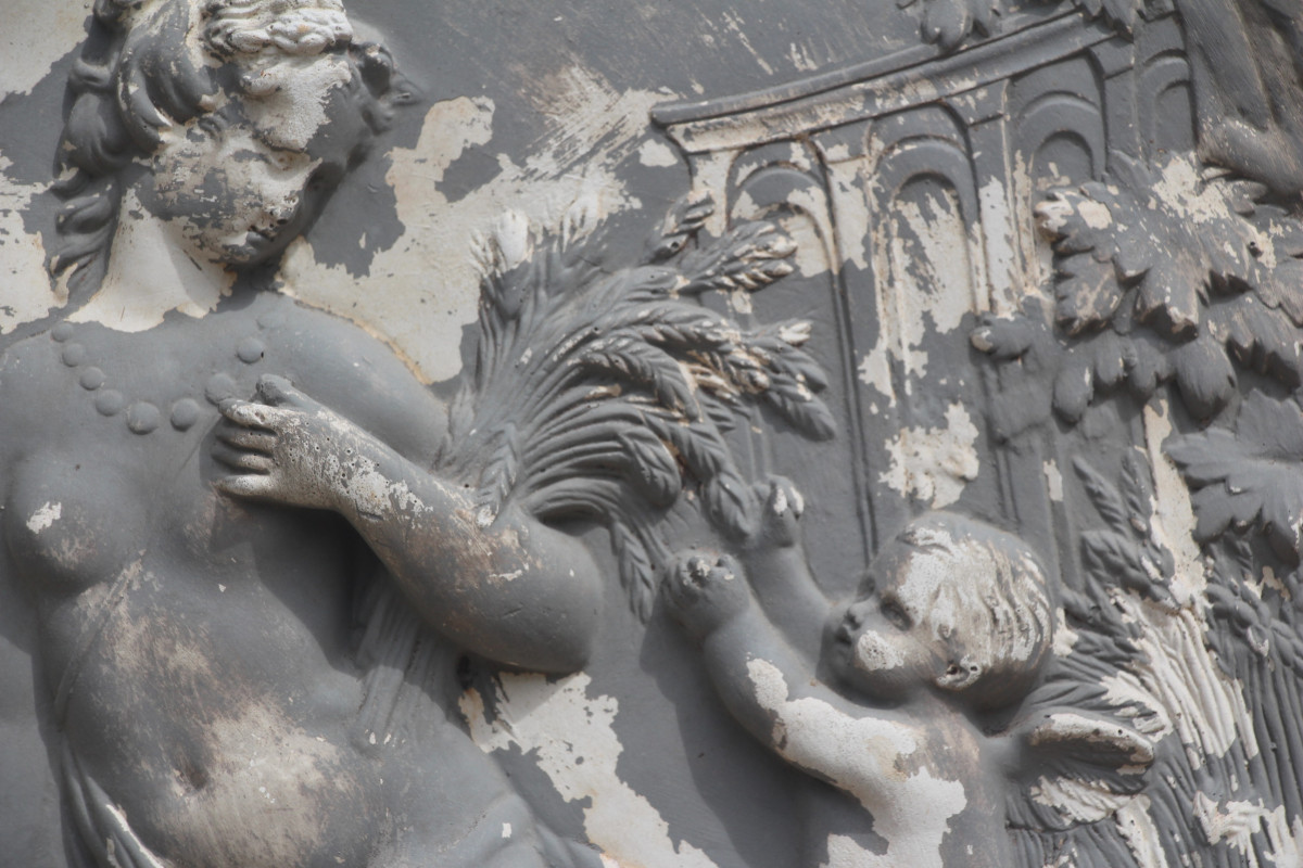 Déesse des moissons et de la fécondité, haut-relief en plâtre patiné, Napoléon III, XIXe .-photo-3