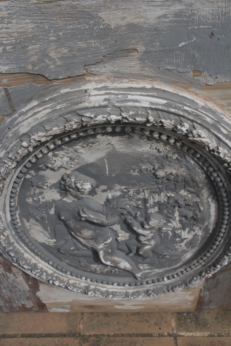 Déesse des moissons et de la fécondité, haut-relief en plâtre patiné, Napoléon III, XIXe .-photo-5