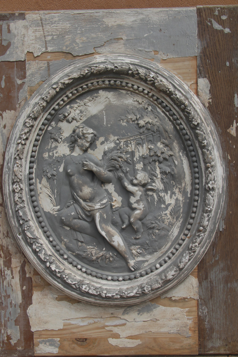 Déesse des moissons et de la fécondité, haut-relief en plâtre patiné, Napoléon III, XIXe .-photo-6