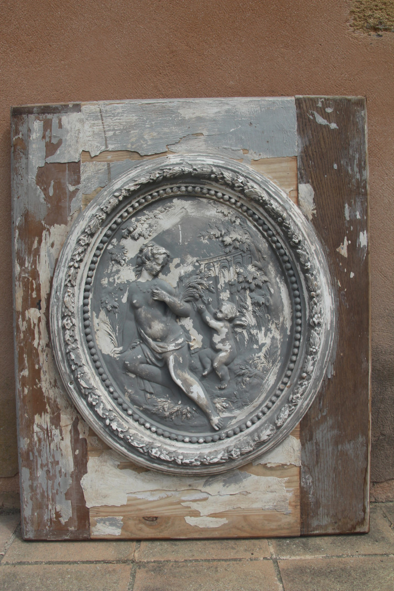 Déesse des moissons et de la fécondité, haut-relief en plâtre patiné, Napoléon III, XIXe .