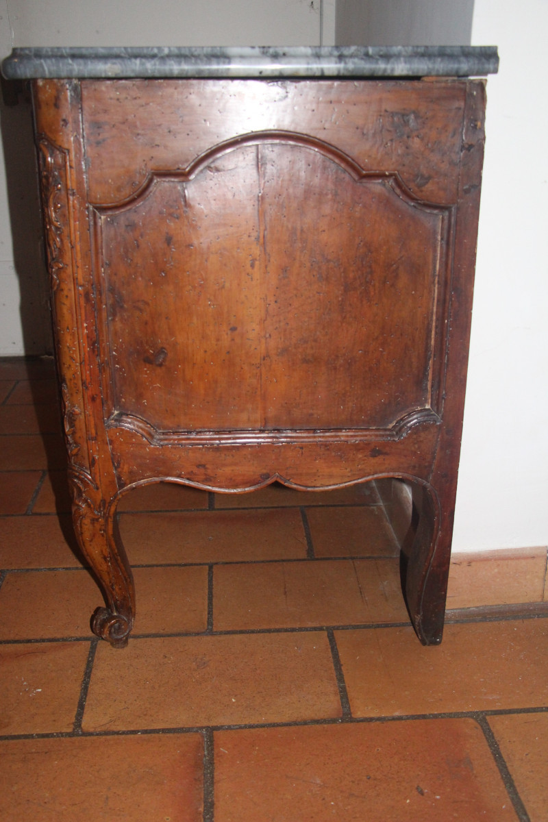 Commode en noyer, plateau marbre de turquin, époque de la Régence, XVIIIe siècle, Provence.-photo-4