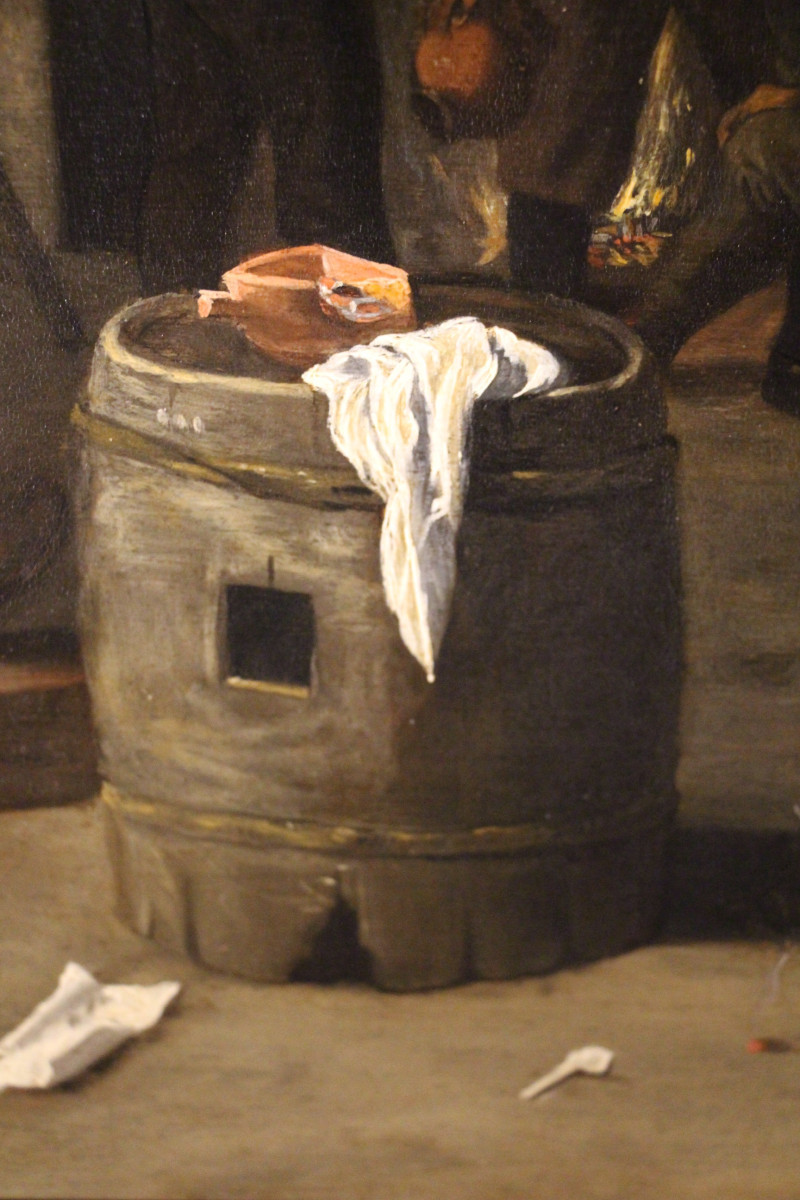 La taverne, huile sur panneau, école flamande, XVIIe siècle.-photo-3