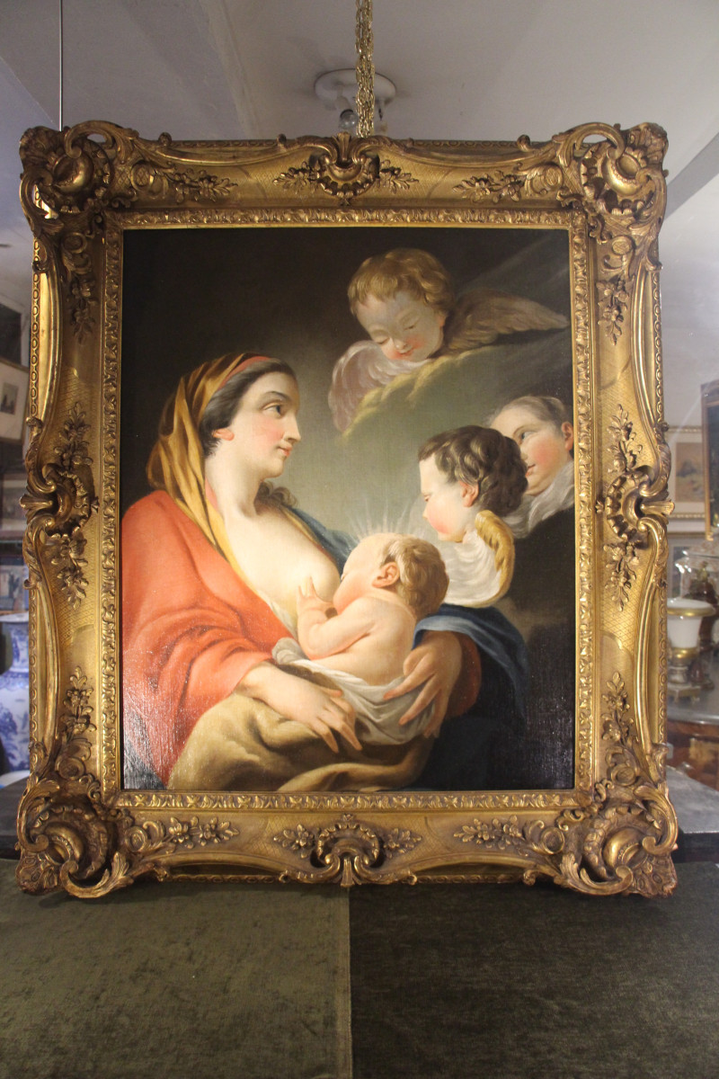 Vierge à l'Enfant, Suiveur de François Boucher (1703-1770), école française du XVIIIe siècle.