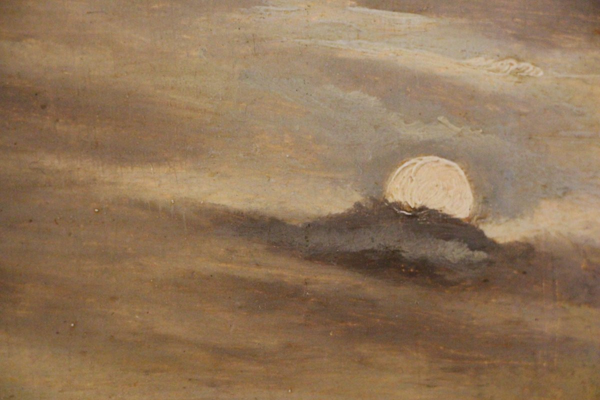 L'incendie, huile sur bois, école du Nord, XVIIe siècle-photo-4