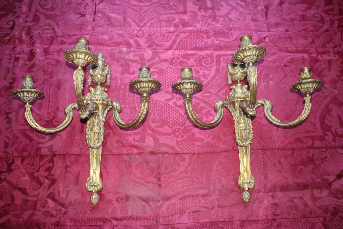 Pair Of Louis XVI Wall Sconces After Delafosse, 18th Century.-photo-2