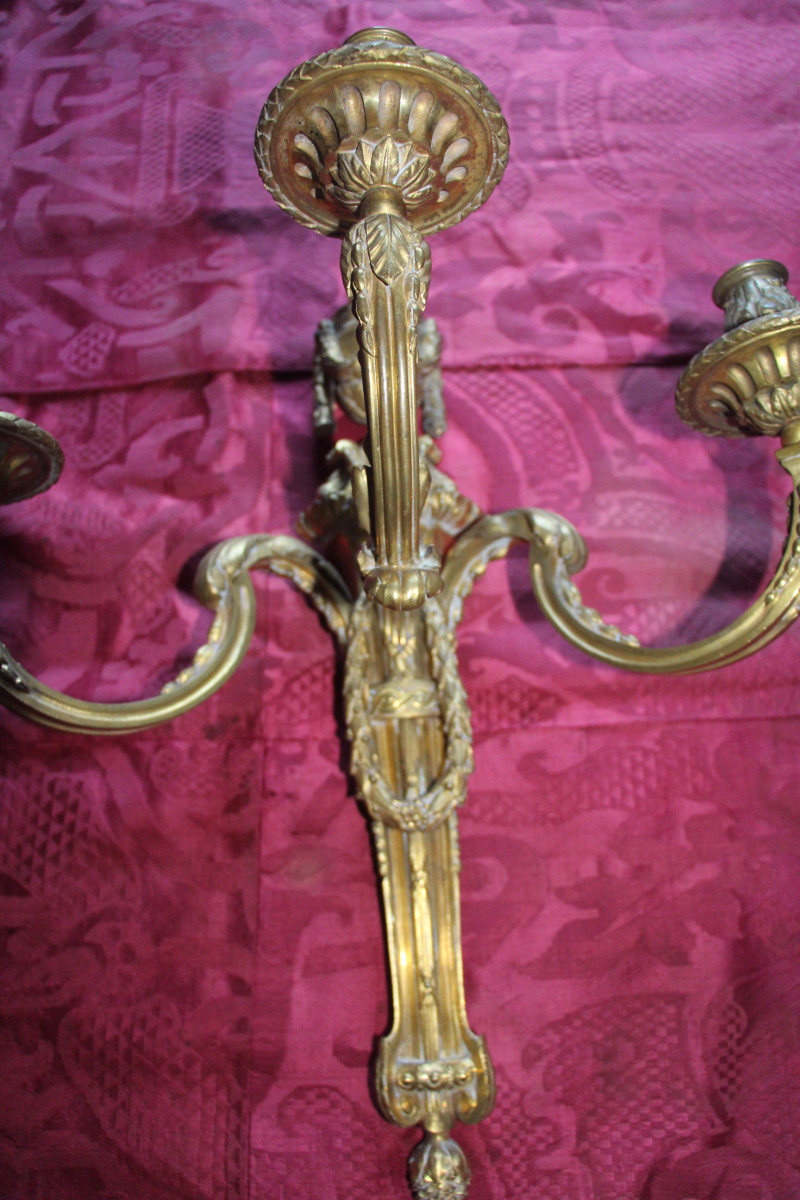 Pair Of Louis XVI Wall Sconces After Delafosse, 18th Century.-photo-3