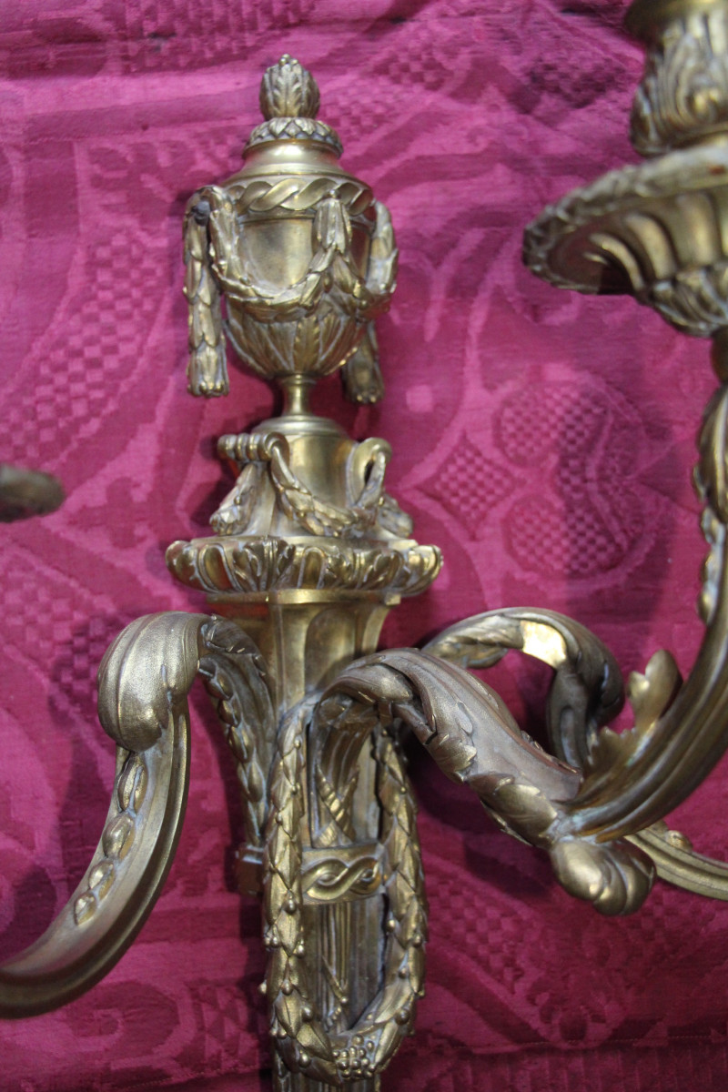 Pair Of Louis XVI Wall Sconces After Delafosse, 18th Century.-photo-5