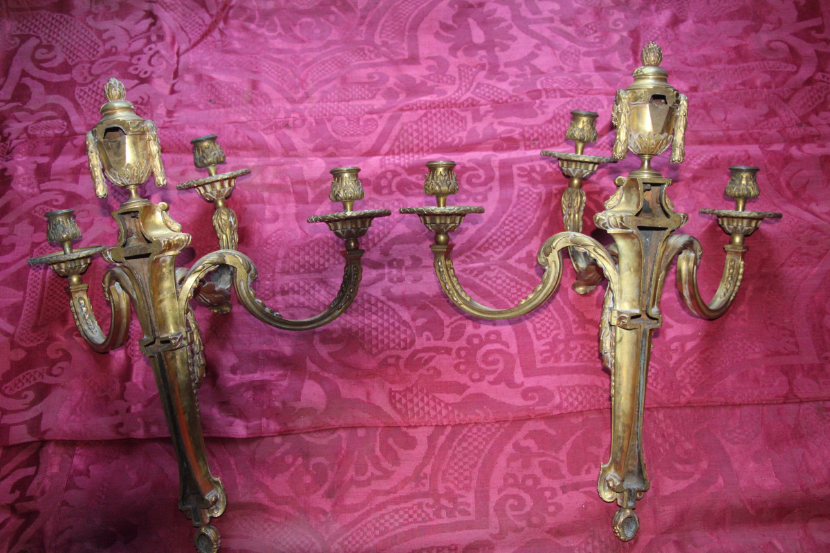 Pair Of Louis XVI Wall Sconces After Delafosse, 18th Century.-photo-6