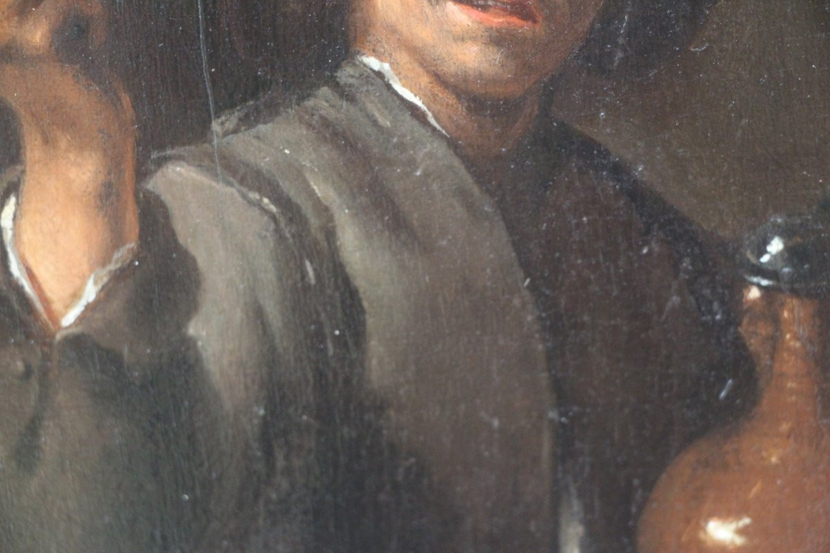 Un buveur, école flamande du XVIIe siècle, suiveur de Pieter Verelst, huile sur bois.-photo-1