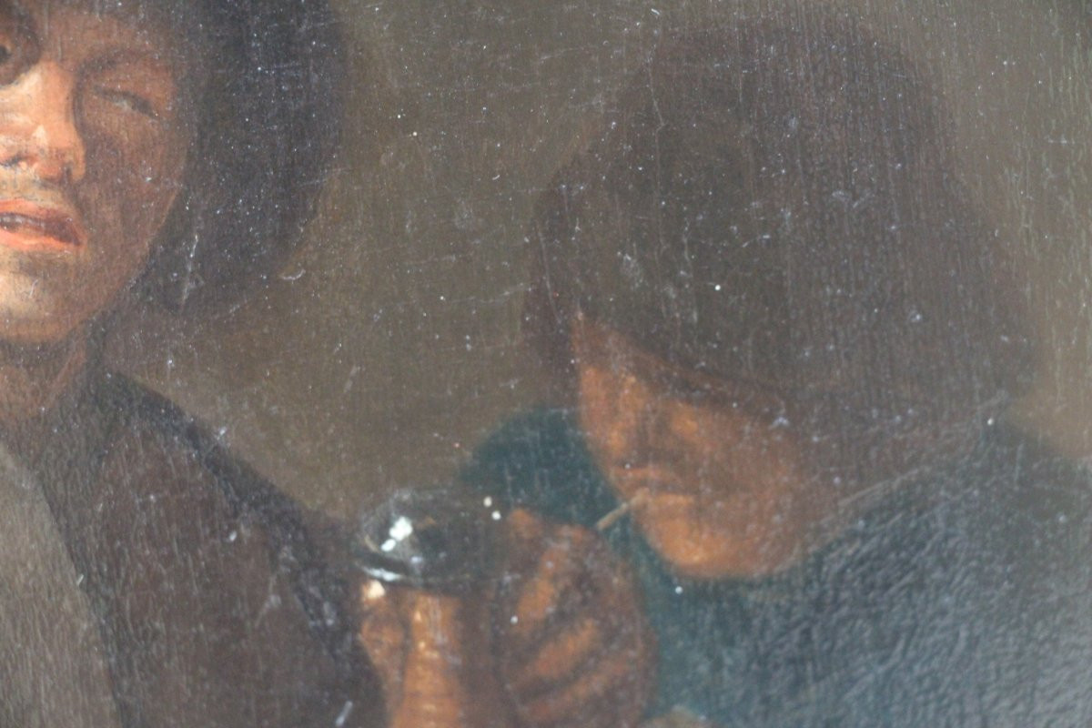 Un buveur, école flamande du XVIIe siècle, suiveur de Pieter Verelst, huile sur bois.-photo-2