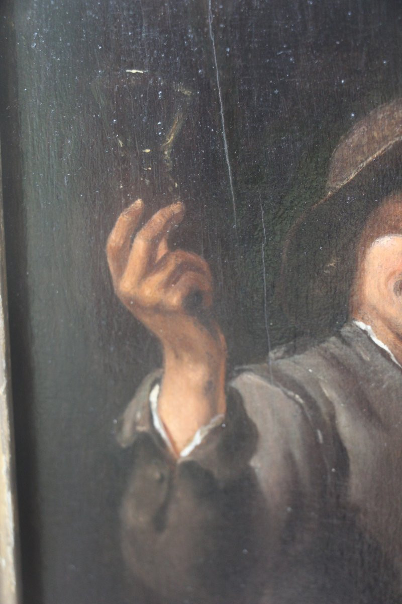 Un buveur, école flamande du XVIIe siècle, suiveur de Pieter Verelst, huile sur bois.-photo-3