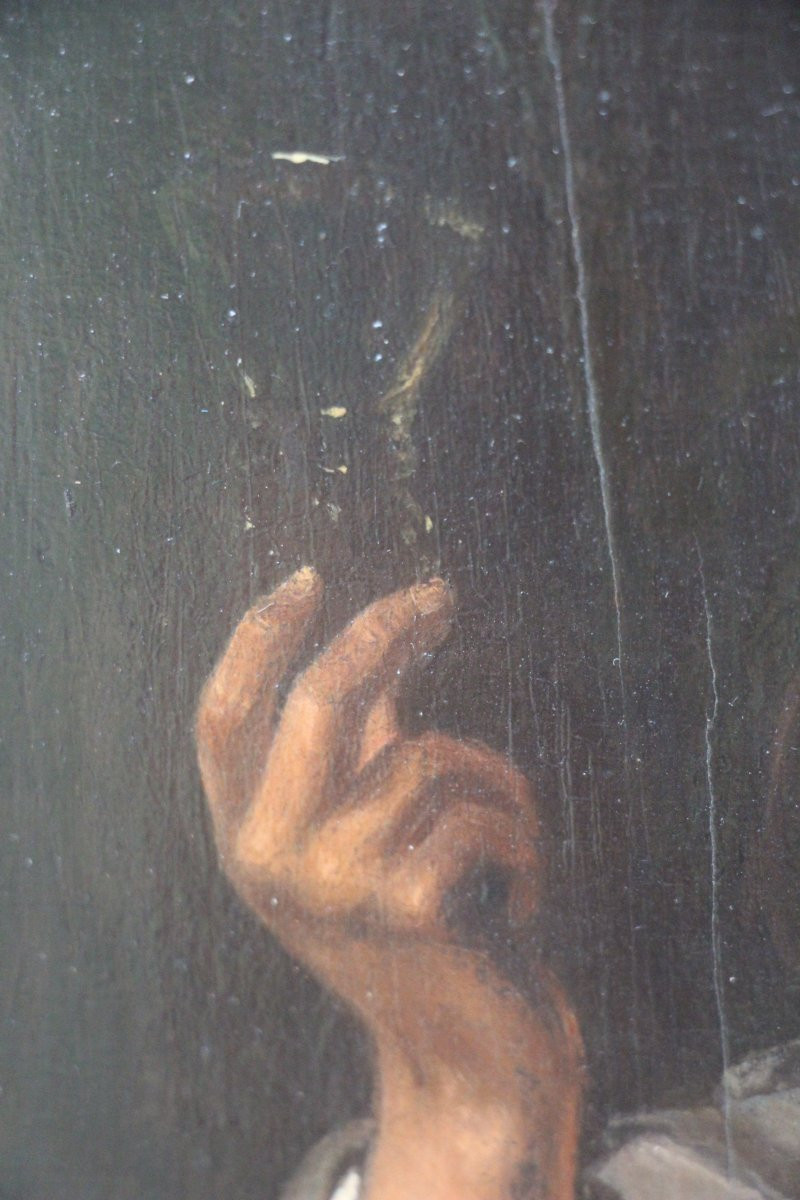 Un buveur, école flamande du XVIIe siècle, suiveur de Pieter Verelst, huile sur bois.-photo-5