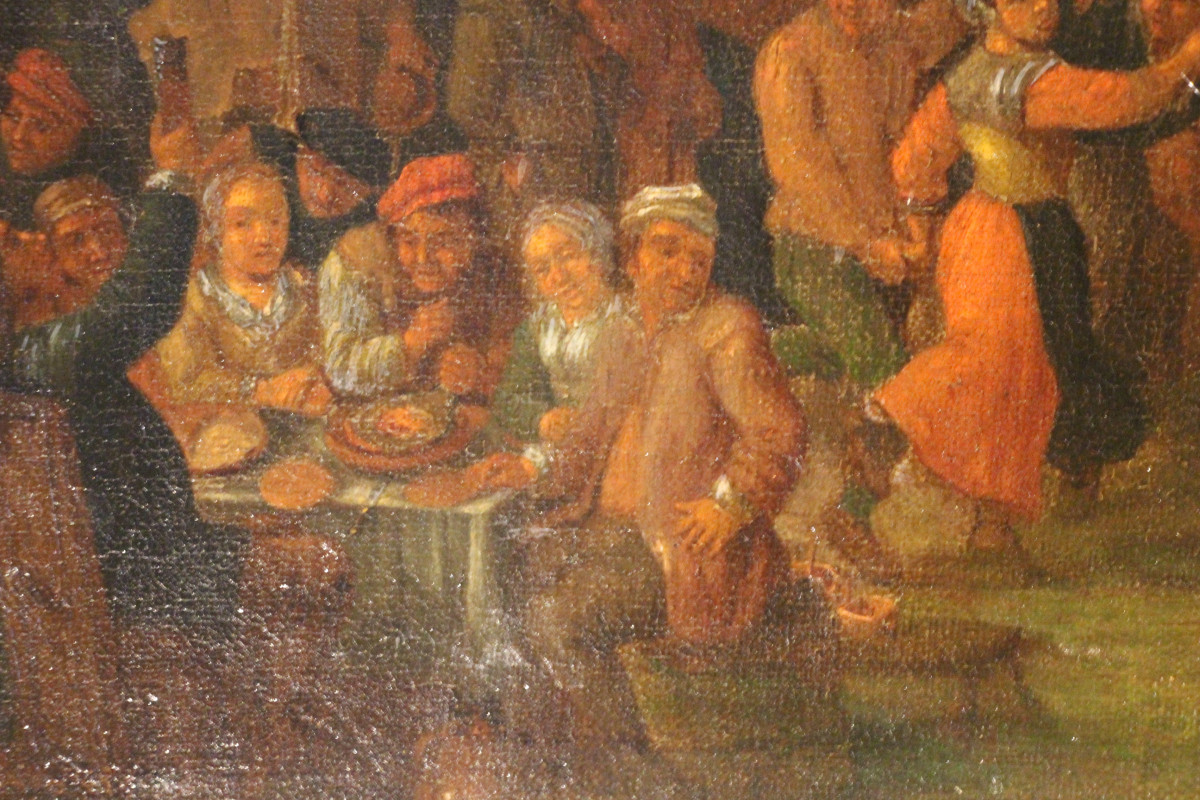 Village Festival, Flemish School, Oil On Canvas, 17th Century.-photo-8