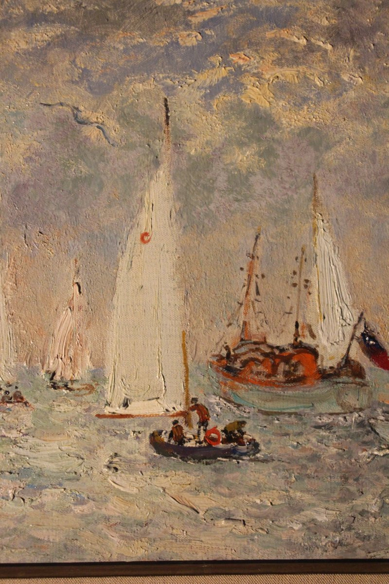 Yachts anglais au large de Deauville, d'André Hambourg (1909-1999)-photo-4