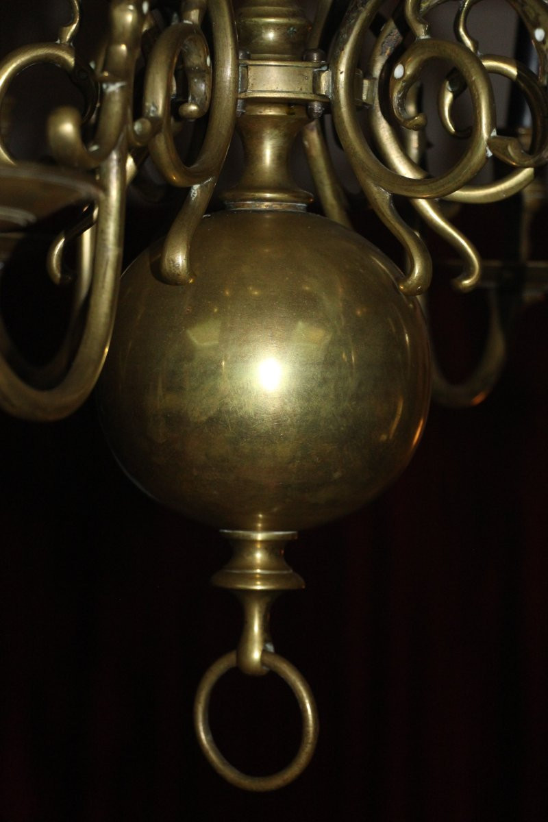 Dutch Bronze Chandelier With Twelve Light Arms, Circa 1800, Very Early 19th Century.-photo-2