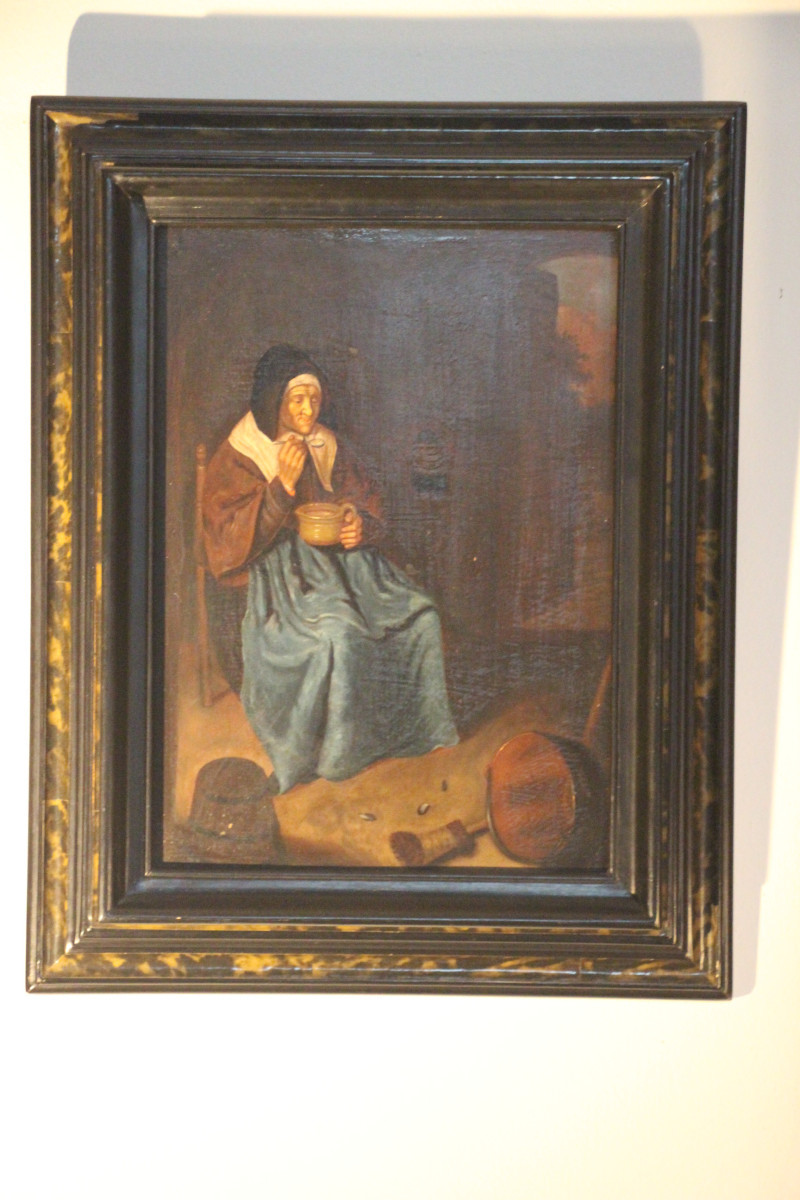 L'heure du souper, huile sur bois, école hollandaise vers 1800.