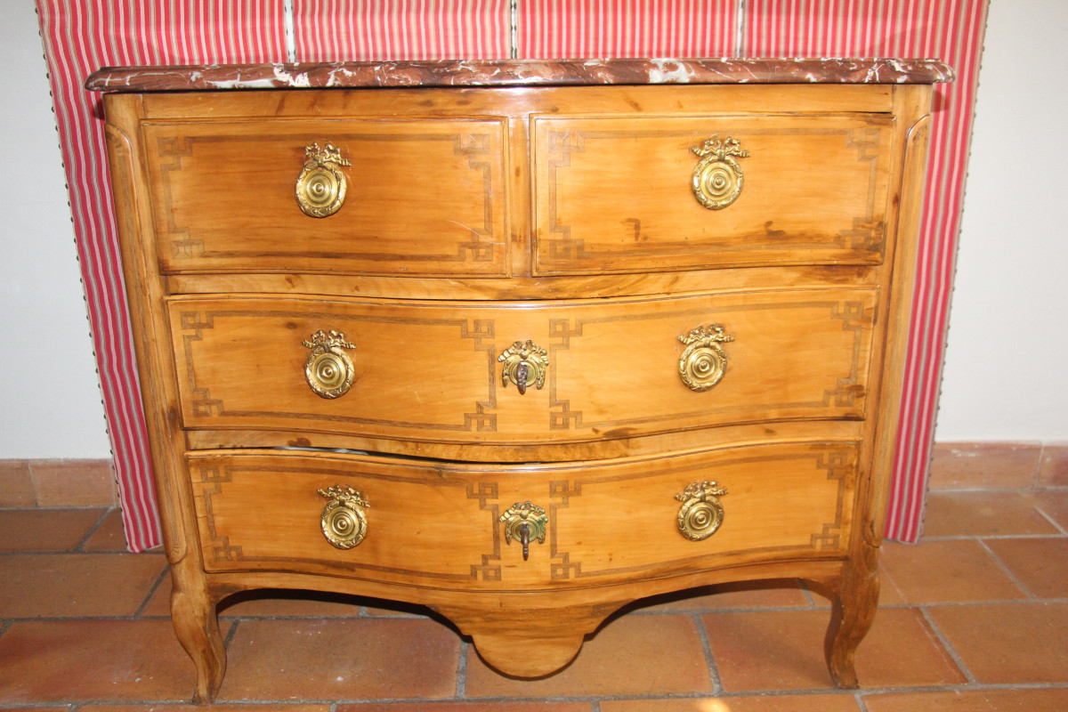 Transition Marquetry Chest Of Drawers, 18th Century.-photo-2