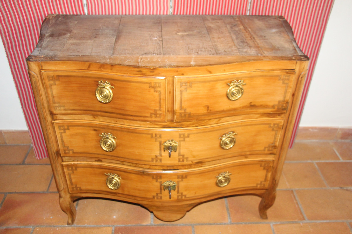 Transition Marquetry Chest Of Drawers, 18th Century.-photo-3