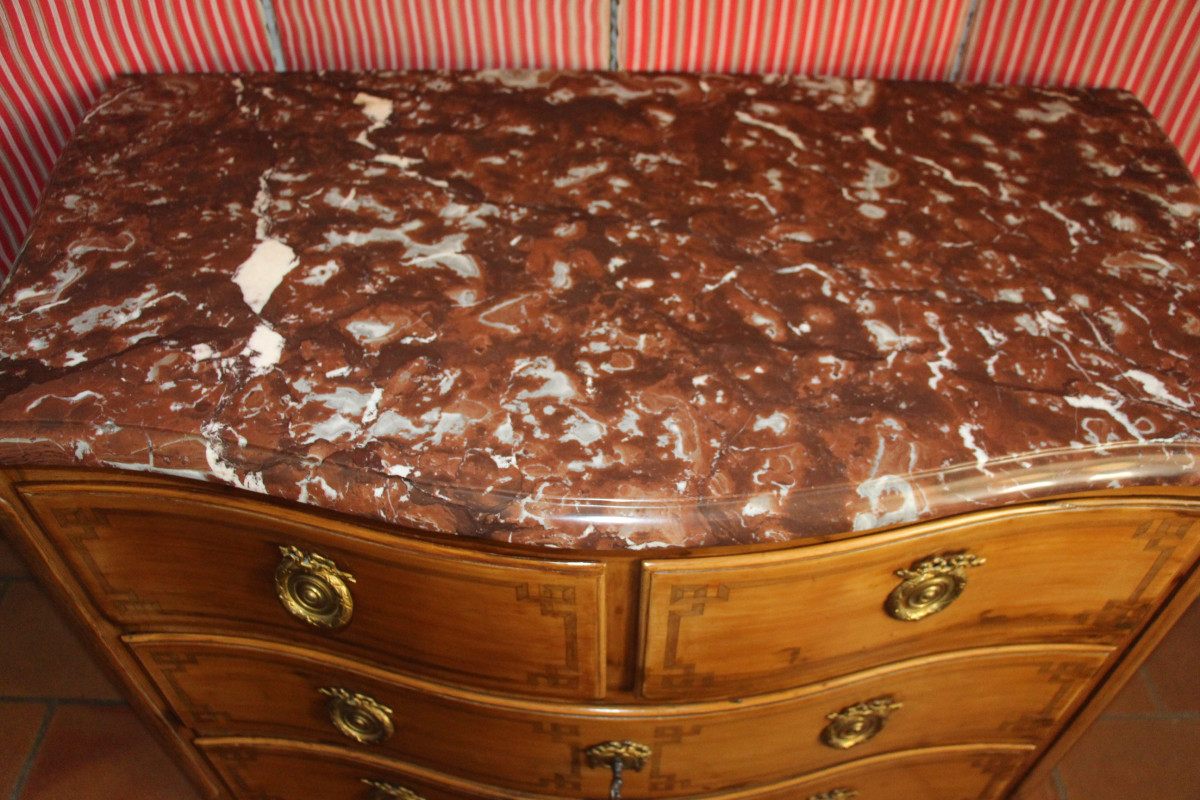 Transition Marquetry Chest Of Drawers, 18th Century.-photo-4