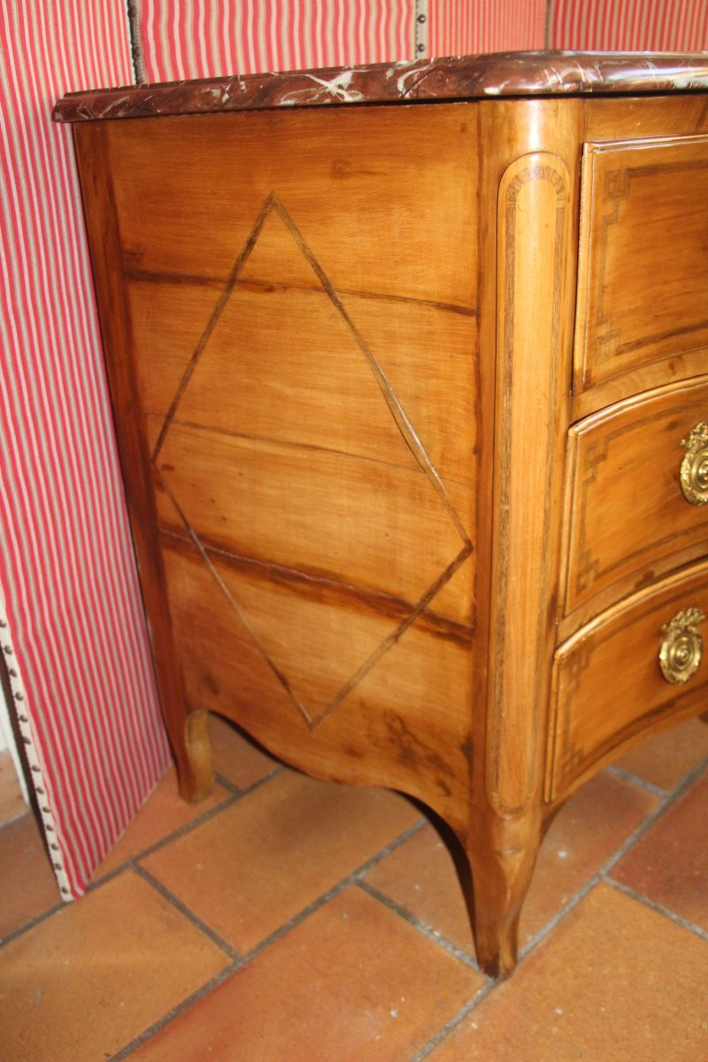 Transition Marquetry Chest Of Drawers, 18th Century.-photo-6