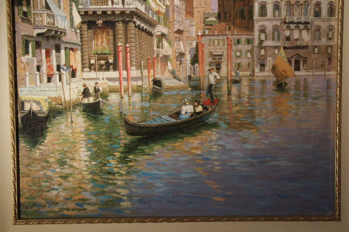 Venice, Oil On Canvas, Italian School, 20th Century.-photo-2