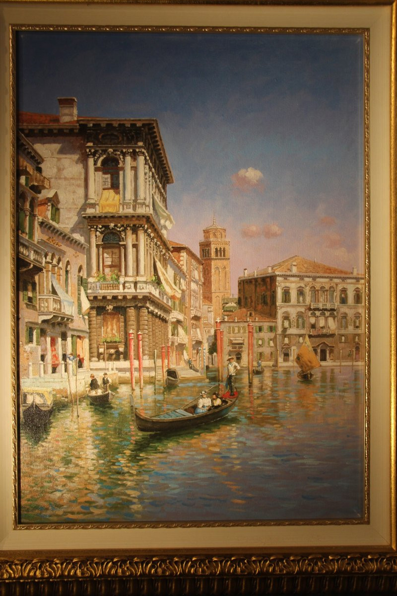 Venice, Oil On Canvas, Italian School, 20th Century.-photo-3