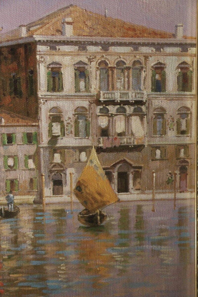 Venice, Oil On Canvas, Italian School, 20th Century.-photo-3