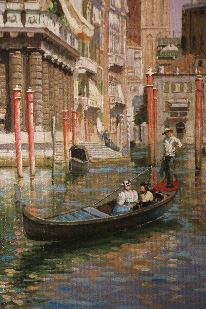 Venice, Oil On Canvas, Italian School, 20th Century.-photo-4