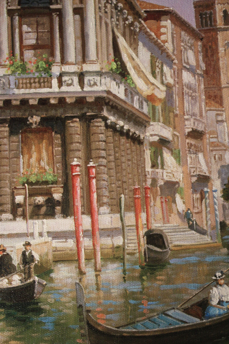Venice, Oil On Canvas, Italian School, 20th Century.-photo-5