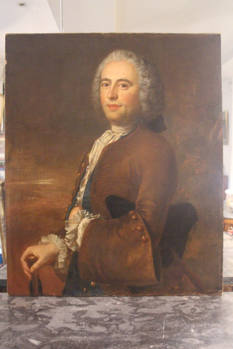 Portrait de gentihomme, vers 1750, école française du XVIIIe siècle.