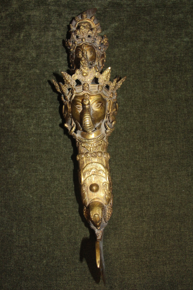 Important Phurba With Three Cittipati Heads, Bronze, Tibet, 19th Century.-photo-2