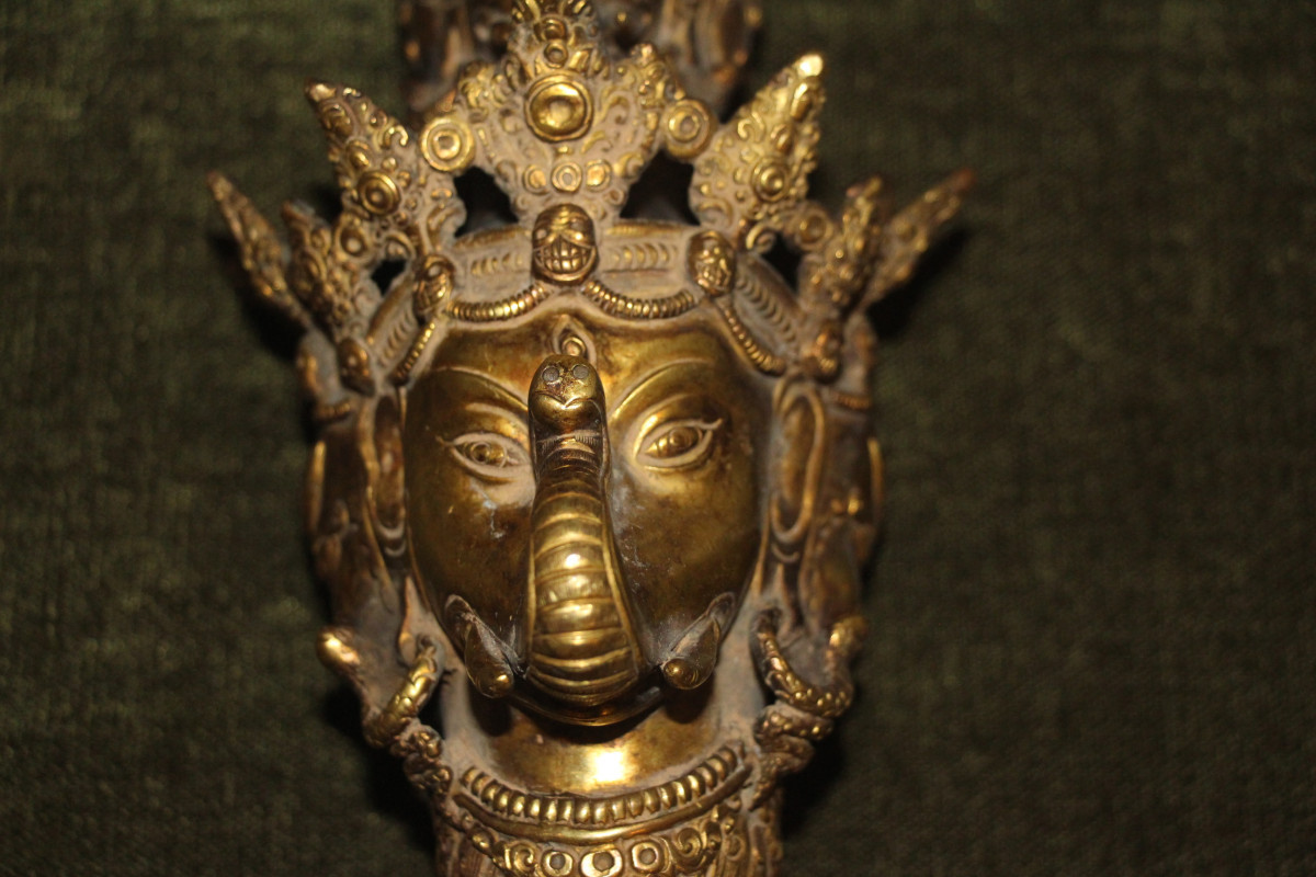 Important Phurba With Three Cittipati Heads, Bronze, Tibet, 19th Century.-photo-1