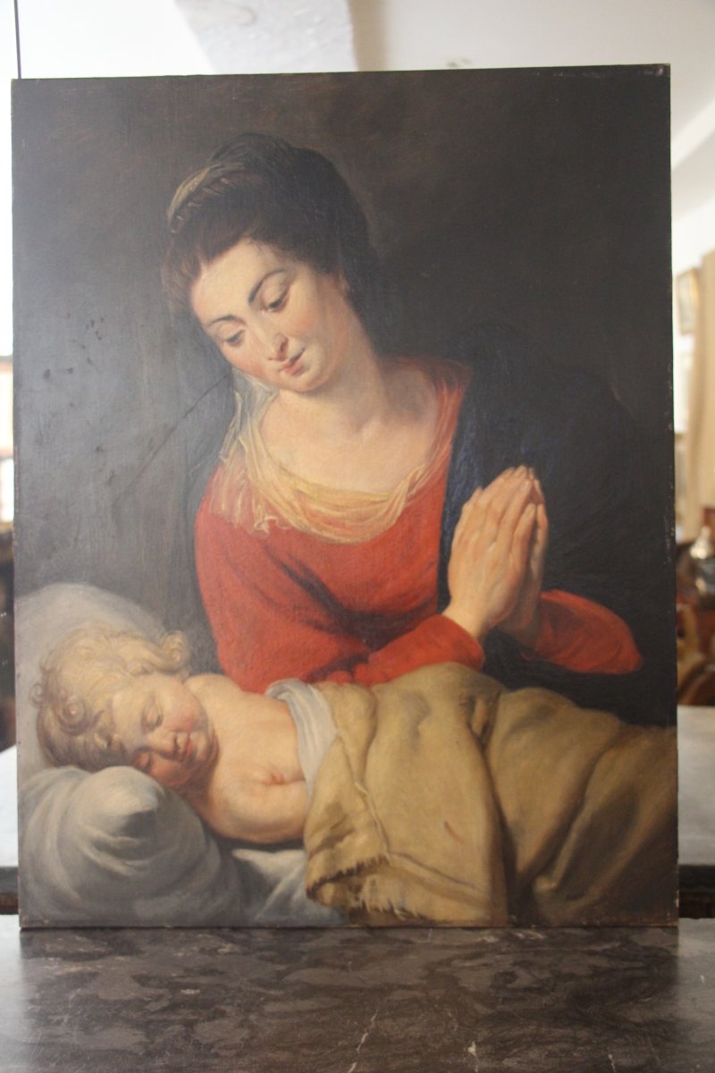Virgin And Child, 19th Century Northern School.-photo-2