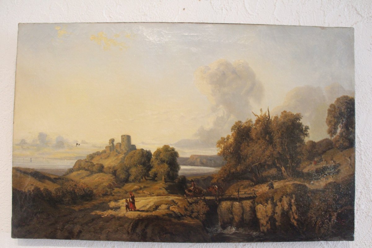 Landscape With Figures, By Alexandre-gabriel Decamps (1803–1860), 19th Century.-photo-3