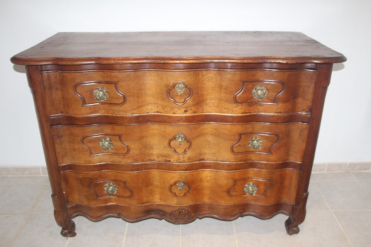 Commode arbalète, époque Louis XV, XVIIIe siècle d'origine provençale.-photo-2