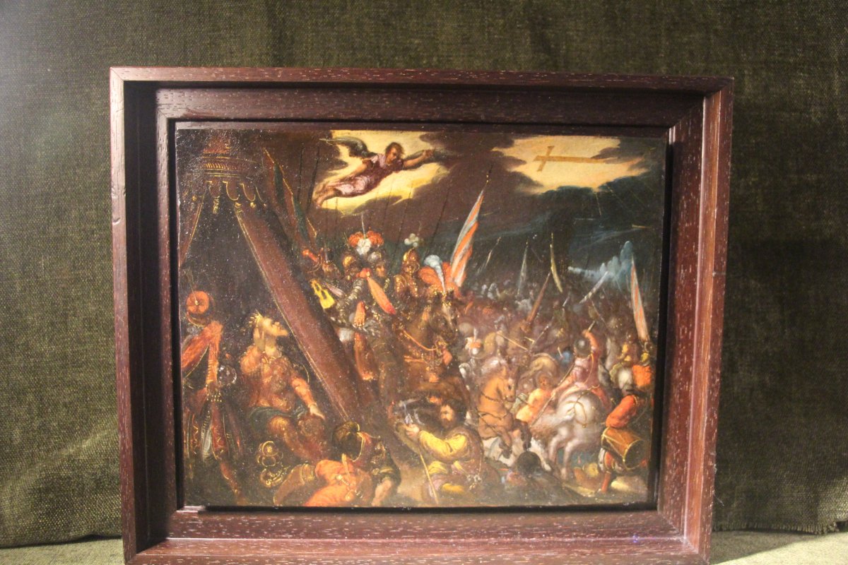 The Vision Of Constantine, Oil On Copper, Northern School, 17th Century.-photo-2