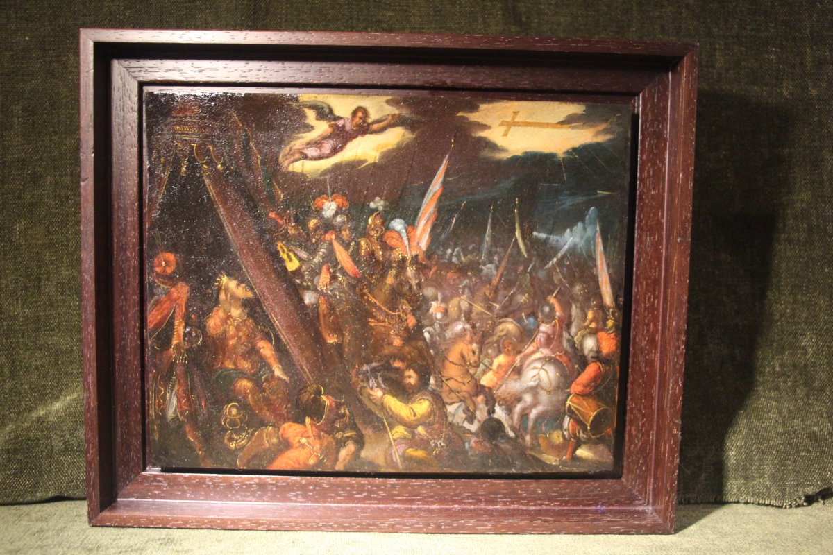 The Vision Of Constantine, Oil On Copper, Northern School, 17th Century.
