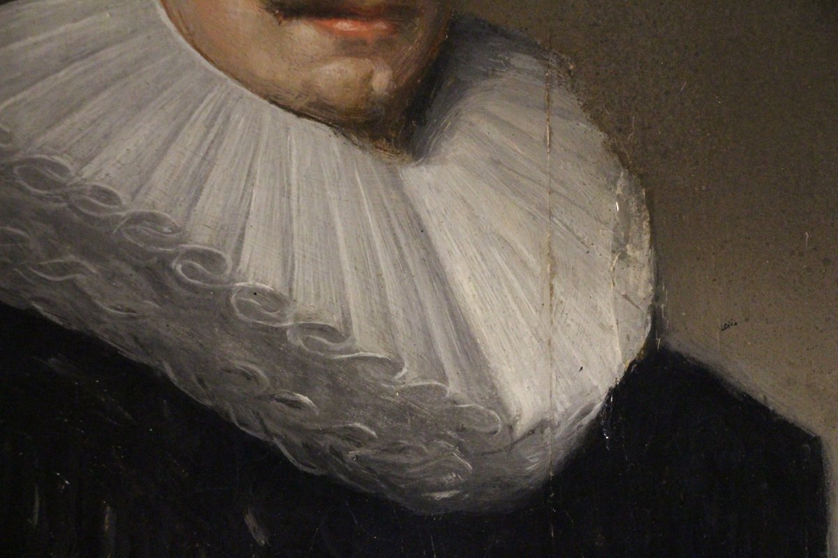 Portrait de gentilhomme avec une fraise, école flamande, XVIIe.-photo-3