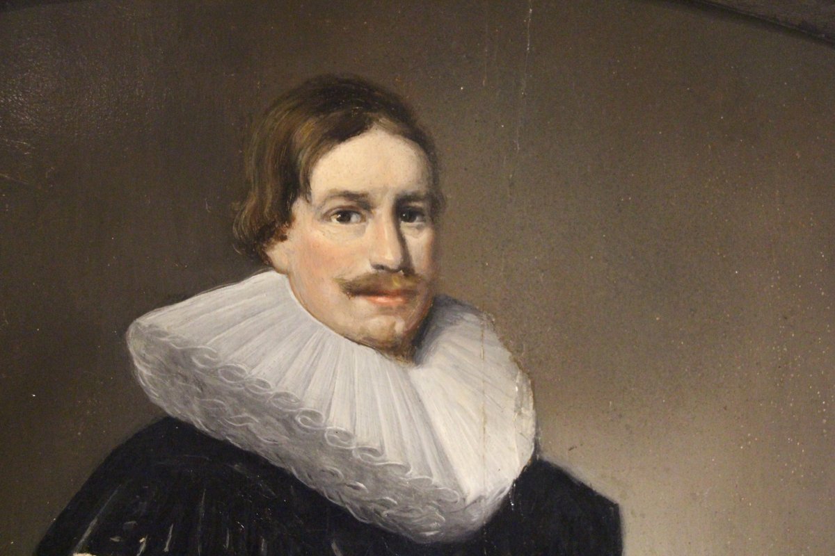 Portrait de gentilhomme avec une fraise, école flamande, XVIIe.-photo-1