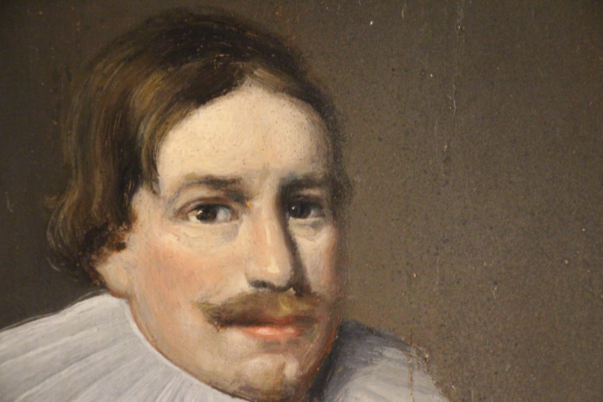 Portrait de gentilhomme avec une fraise, école flamande, XVIIe.-photo-2