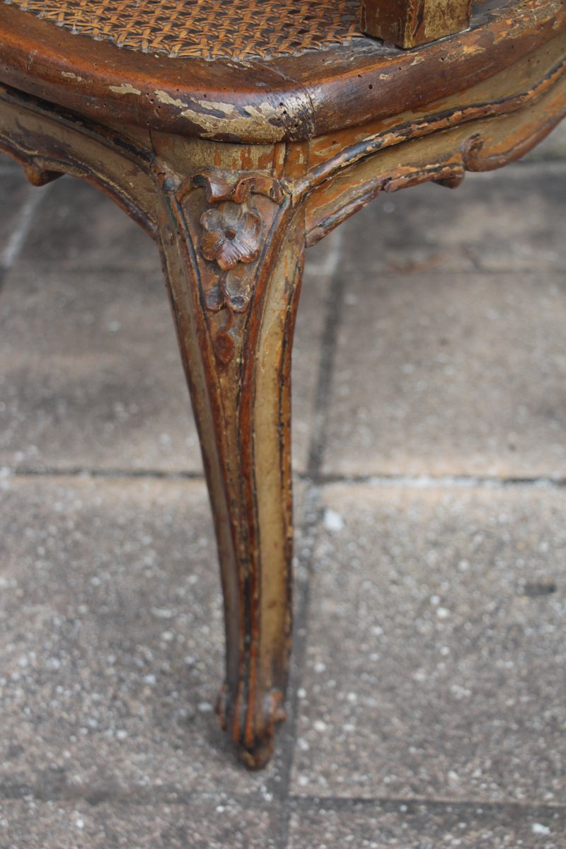 Paire de fauteuils cannés, époque Louis XV, estampillés Etienne Meunier, XVIIIe siècle.-photo-5