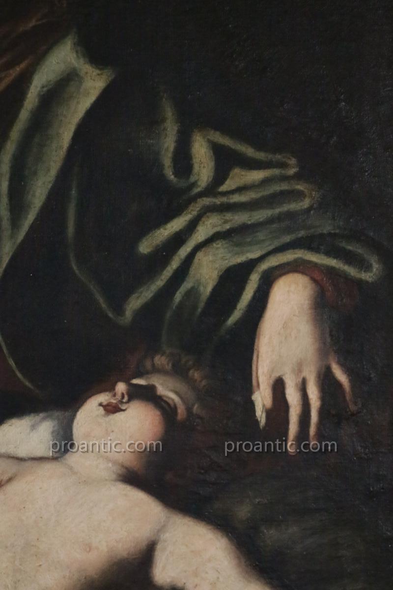 Oil On Canvas "virgin And Child" Italian School, XVIIth Century.-photo-3