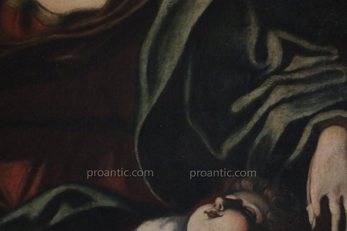 Oil On Canvas "virgin And Child" Italian School, XVIIth Century.-photo-6