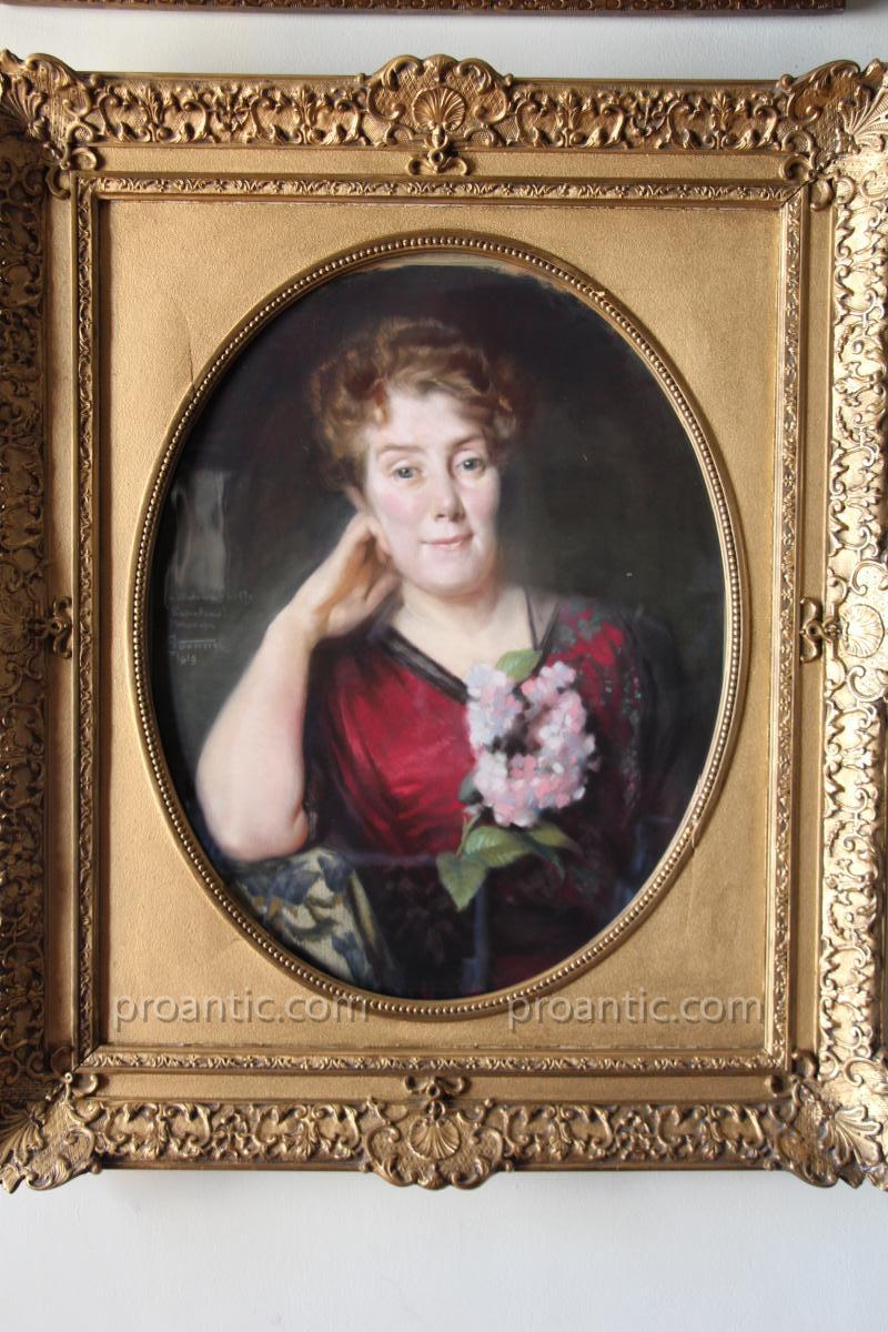 Pastel, Portrait De Madame Yberty, Signé De Gonnel, 1913-photo-8