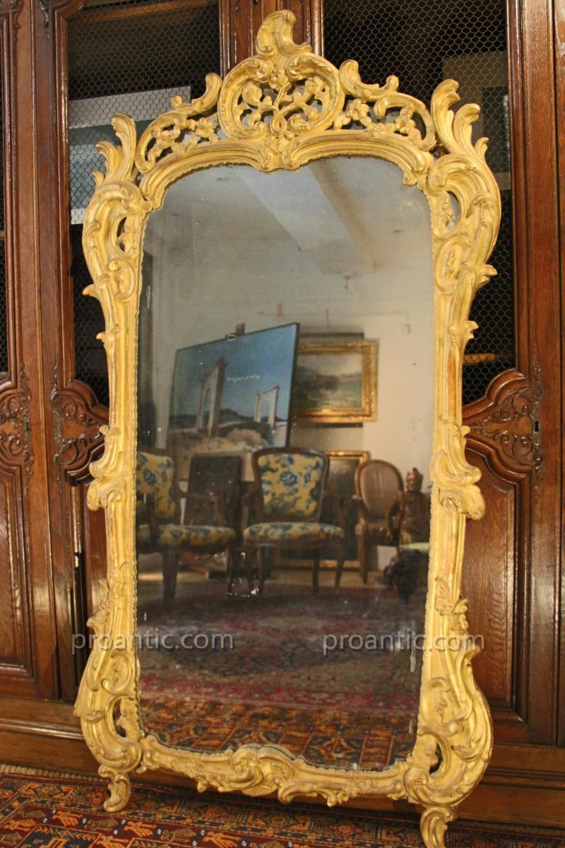 Miroir En Bois Doré , époque Louis XV, XVIIIe Siècle, Provence